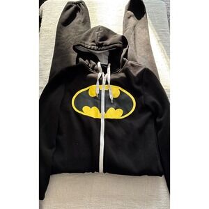 Fancyqube Batman Hooded Union Suit Mens Large Black Yellow Logo Jumpsuit Pajamas